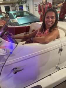 Auckland Cadillac member, Nini at the wheel of her partners beautiful Auburn!